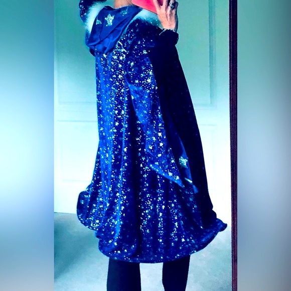 Cape set Wizard Cape set Silver Blue velour Feather, trim hood, tunic, & acces S - Picture 2 of 10